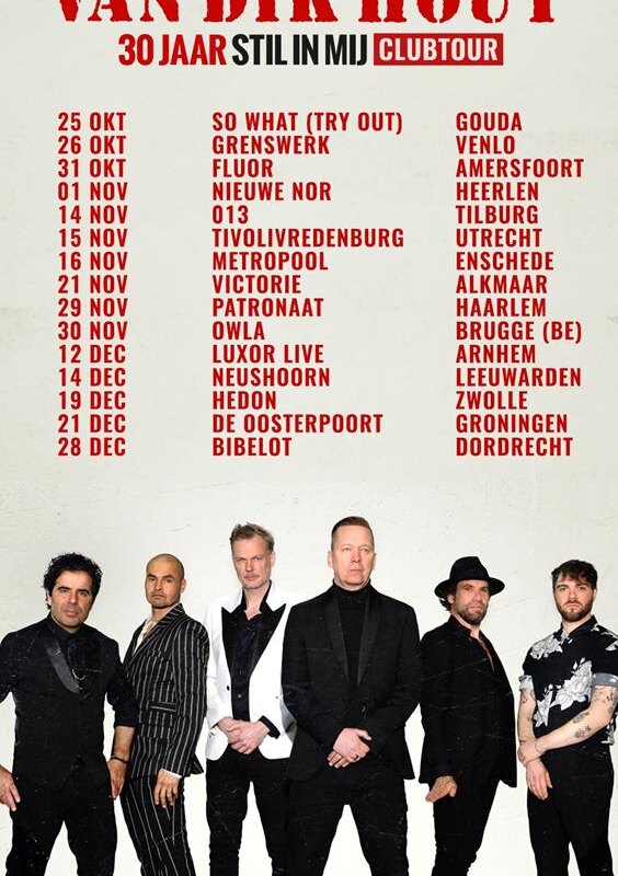 Nederlandse band Van Dik Hout met clubtour '30 Jaar Stil In Mij' in Owla Brugge