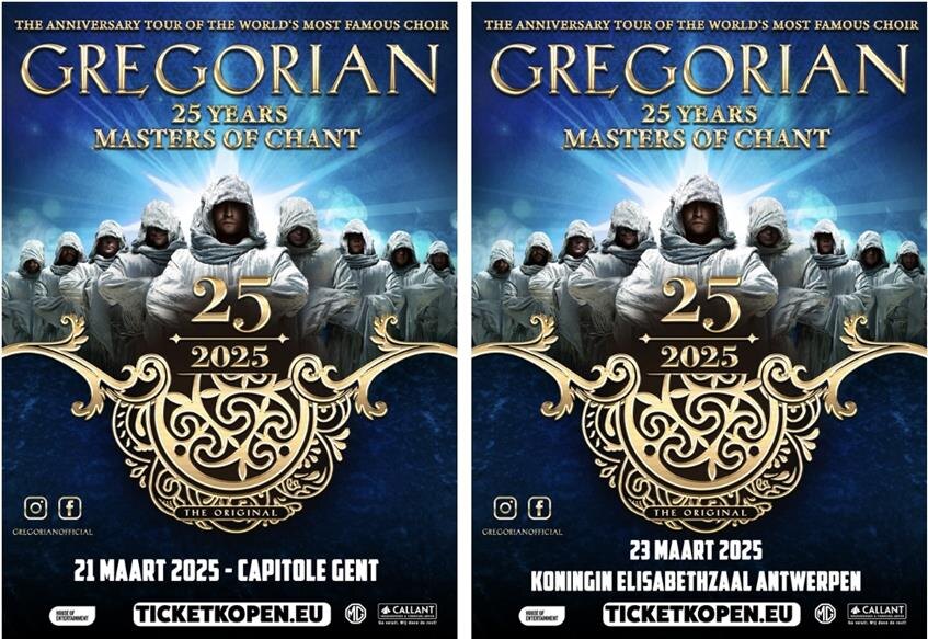 GREGORIAN strijkt met jubileumtour ’25 Years Masters of Chant’ neer  in Gent en Antwerpen