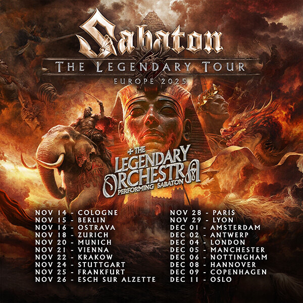 Sabaton announce the legendary tour 2025 in Europe