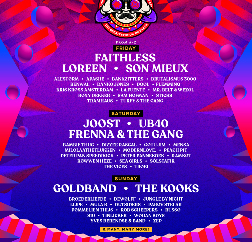 Eerste 70 namen voor Paaspop 2025 o.a. Faithless, Frenna & The Gang, Goldband, Joost, Loreen, Son Mieux, The Kooks, UB40