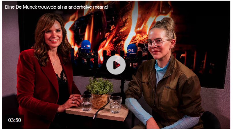 Eline De Munck vertelt in JOE Datenight over haar spontane huwelijk met Michaël Roskam