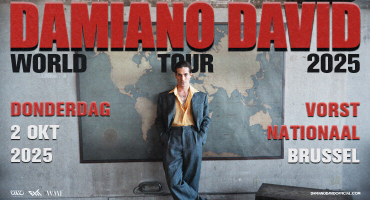 Damiano David komt op 2 oktober 2025 naar Vorst Nationaal in Brussel