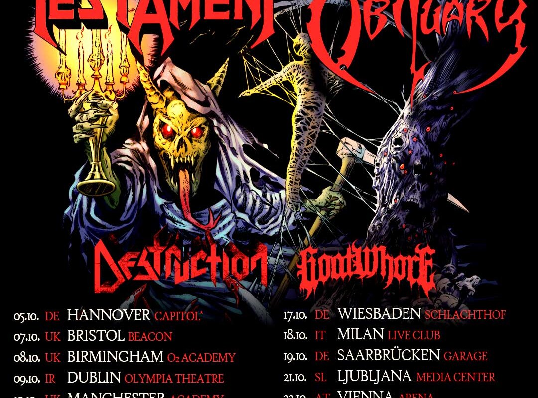 Testament Announce 2025 EU/UK Co-Headline Tour With Obituary + Supports Destruction And Goatwhore