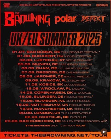 The Browning Announces UK/EU Summer 2025 Tour With Special Guests Polar & THE DEFECT