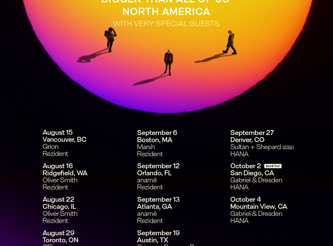 Above & Beyond Reveal Special Guests for ‘Bigger Than All Of Us’  Amphitheater Tour Including anamē, Qrion, Spencer Brown & more