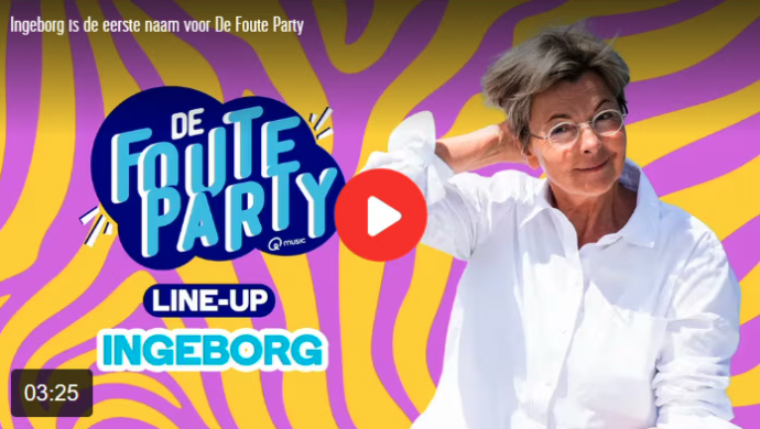 Felix Heremans kondigt De Foute Party van Qmusic mét Schaapje Ingeborg aan