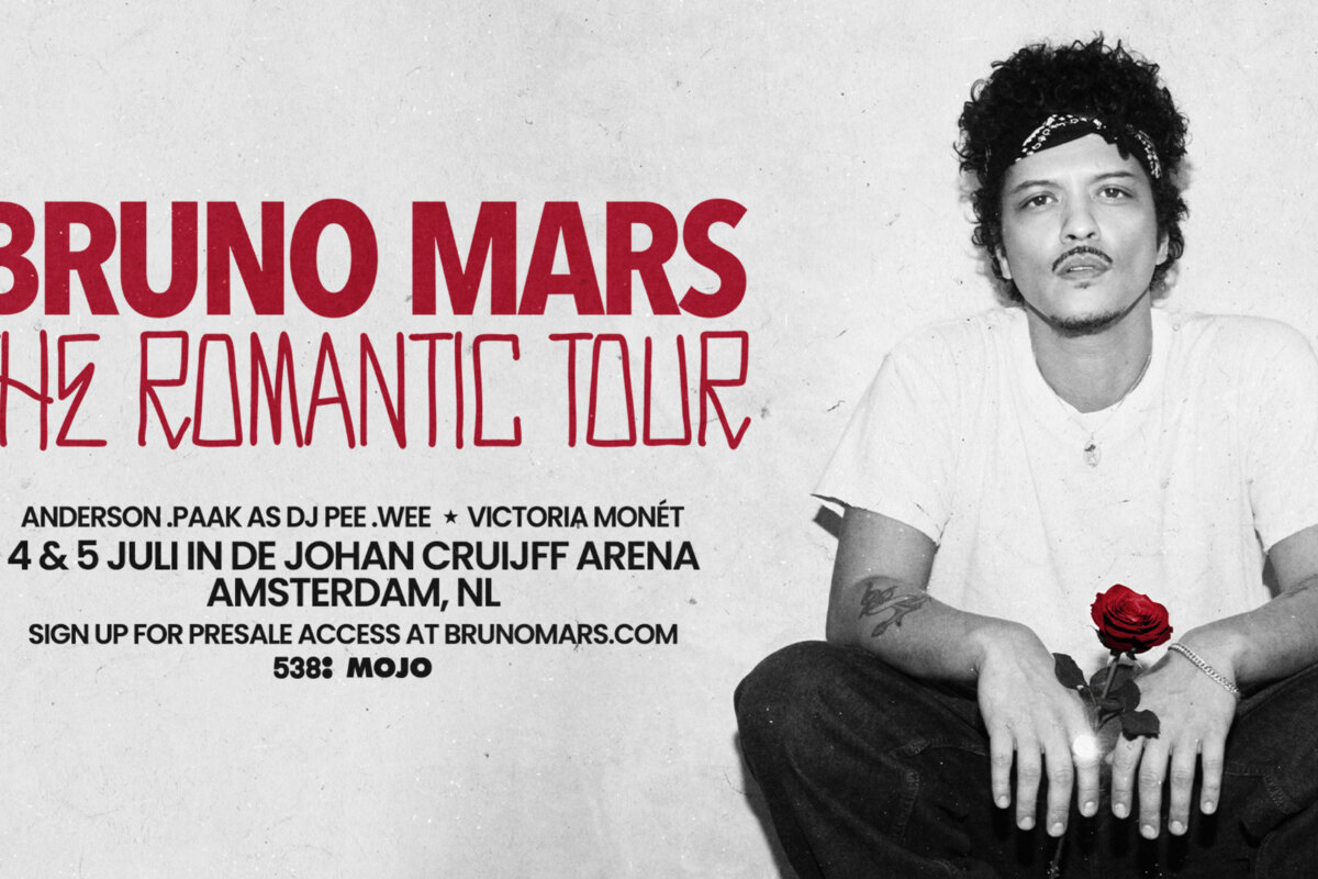 Bruno Mars naar Johan Cruijff ArenA op 4 & 5 juli tijdens 'The Romantic Tour'