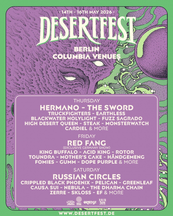 Desertfest Berlin announces new band names for 2026 and adds TOUNDRA, CAUSA SUI, GREENLEAF and GUMM!