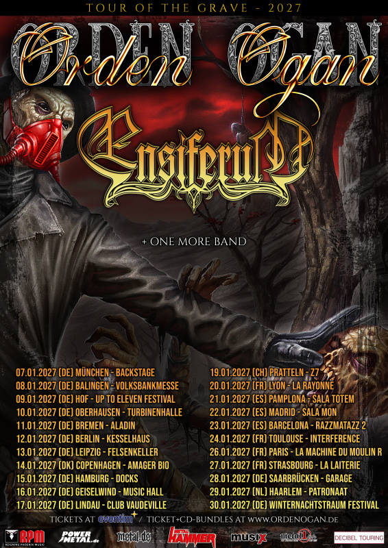 Orden Ogan announce “Tour of the Grave” 2027; ENSIFERUM confirmed in the lineup!