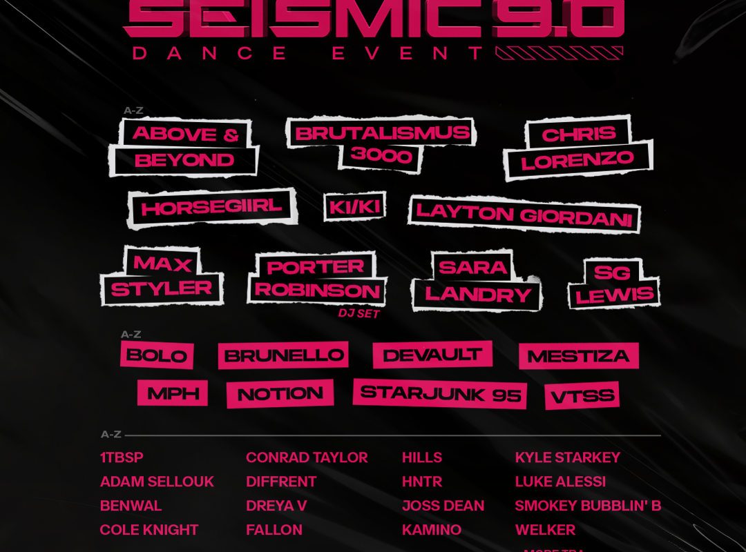 Seismic Dance Event Announces 9.0 Lineup ft. horsegiirl, KI/K, Sara Landry, VTSS, Porter Robinson + more