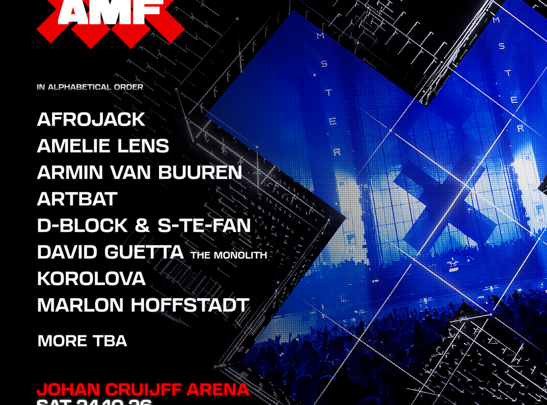 AMF onthult 2026 line-up met Afrojack, Amelie Lens, Armin van Buuren, David Guetta, Marlon Hoffstadt en meer