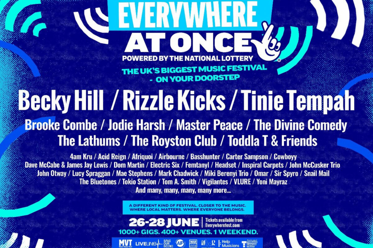 Everywhere At Once Festival announces first line-up. Includes Becky Hill, Tinie Tempah, Rizzle Kicks, The Lathums, Jodie Harsh and more