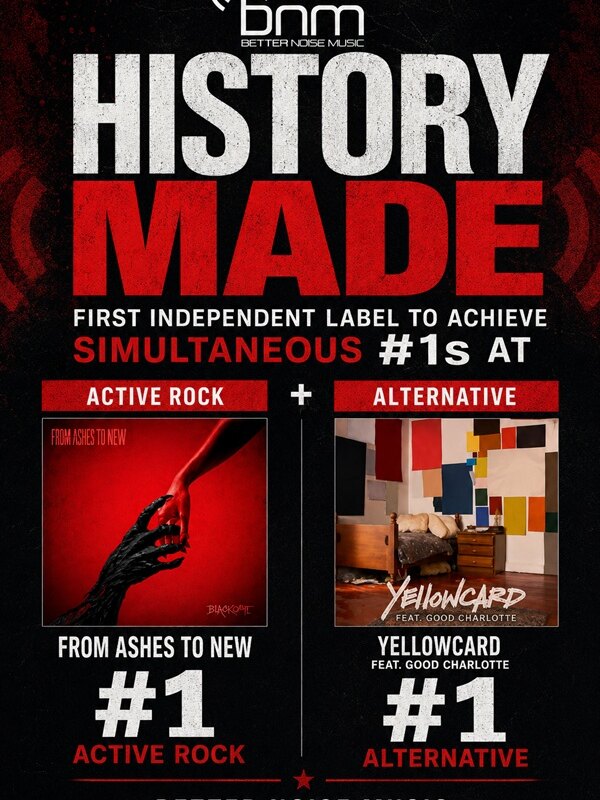 Better Noise Music Celebrates Major Milestone With Simultaneous No. 1 Singles At Both Rock + Alternative Radio
