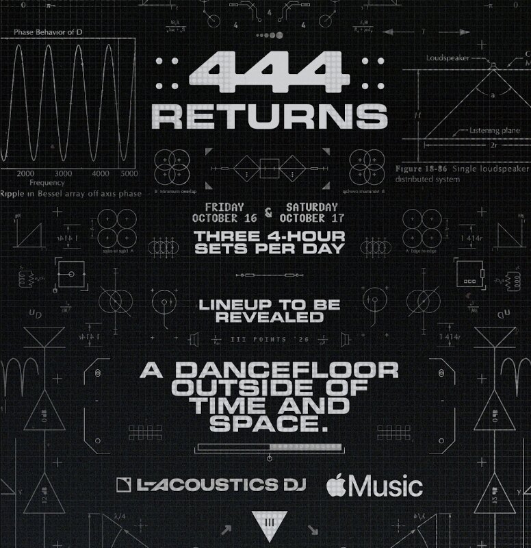 III Points Festival Announces the Return of ::444:: stage With Apple Music and L-Acoustics for October 16-17, 2026 in Miami