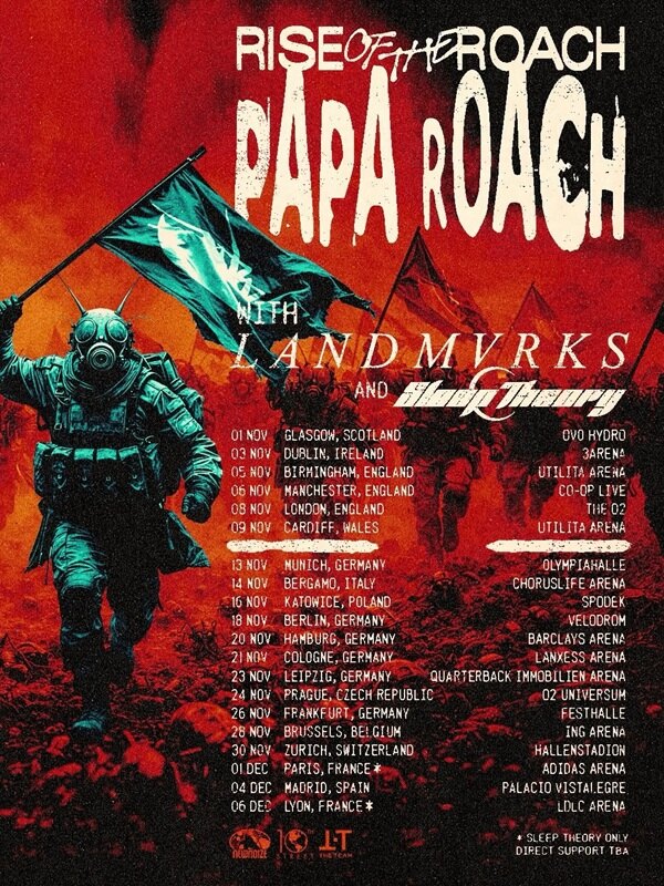 Papa Roach Announce New Dates On 2026 “Rise Of The Roach” World Tour Featuring Support From Landmvrks And Sleep Theory