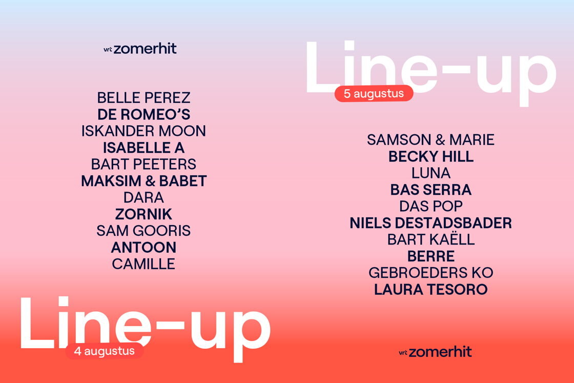 DARA, Becky Hill en Bart Peeters komen naar VRT Zomerhit