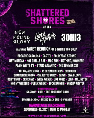 3OH!3, New Found Glory & Cobra Starship to headline inaugural Shattered Shores music cruise