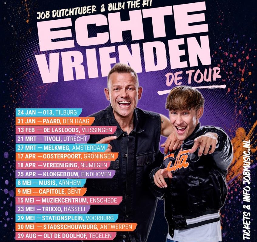 JOB Dutchtuber & Billy The Kit komen met nieuwe tour 'ECHTE VRIENDEN' naar België