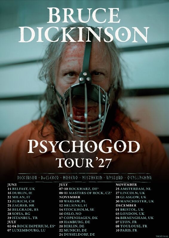 Bruce Dickinson announces PSYCHOGOD tour 2027