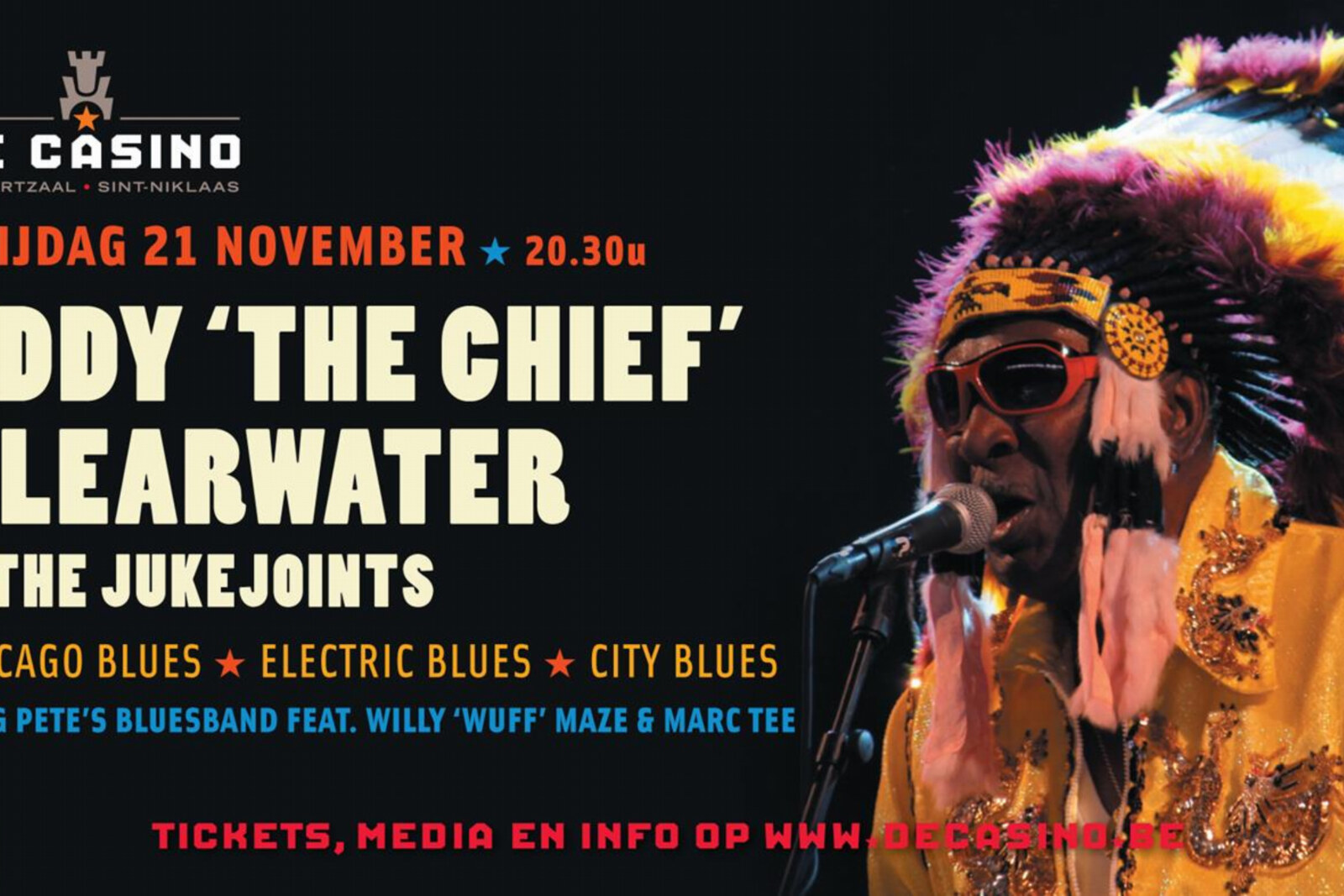 Eddy 'The Chief' Clearwater & The Jukejoints speelt in De Casino