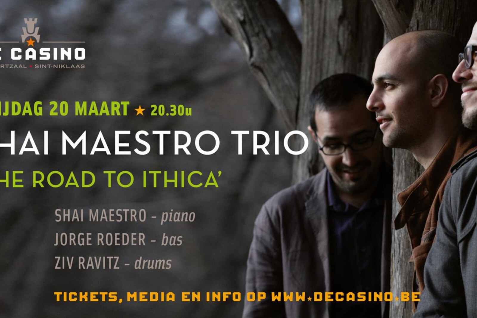 Shai Maestro Trio speelt op 20 maart in De Casino
