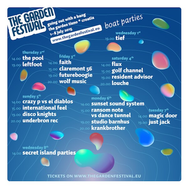 The Garden Festival Announces 2015 Boat Party Line-ups