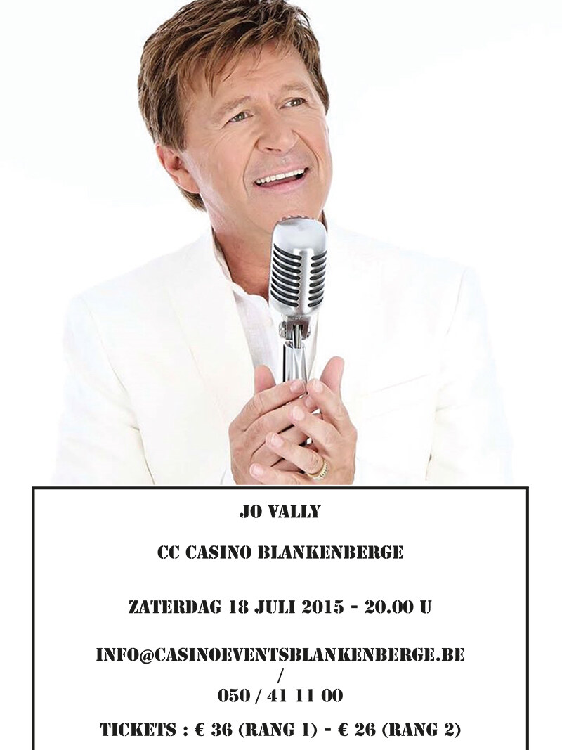 Jo Vally op zaterdag 18 juli in casino Blankenberge 