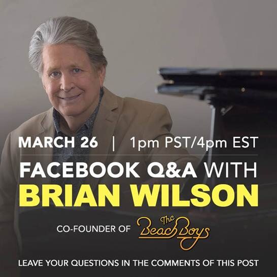 Brian Wilson's 11th solo studio album, titles "No pier pressure’ to be released april 6th