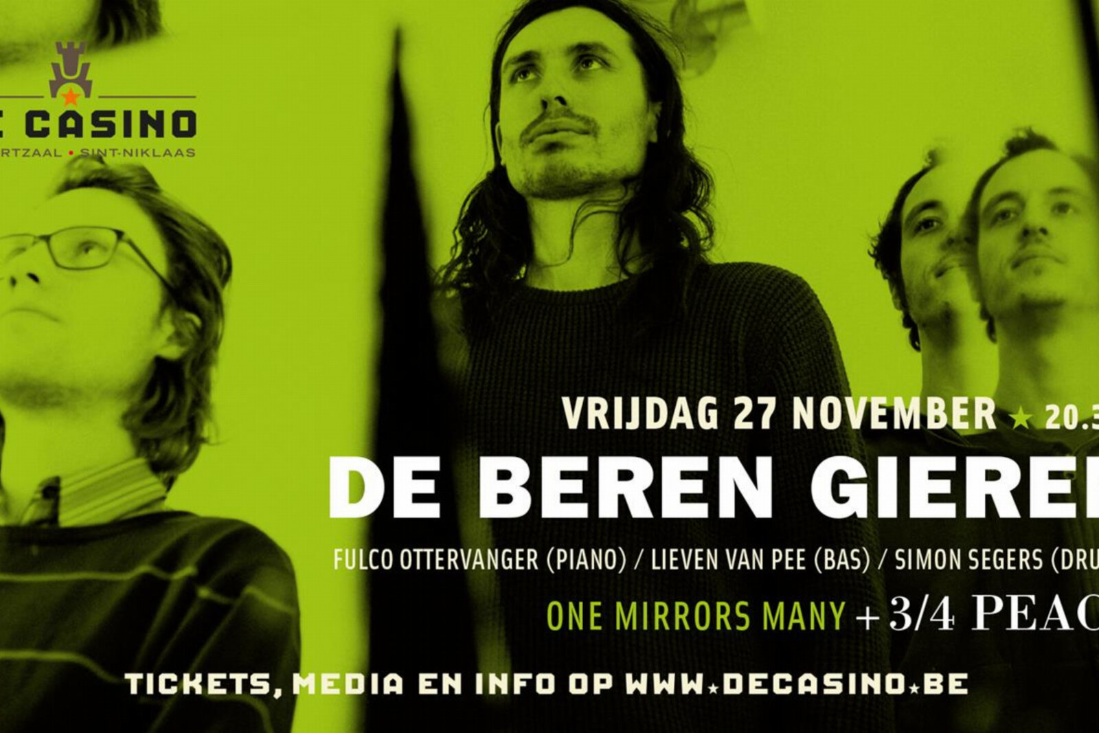 De Beren Gieren vervangen Jemeel Moondoc Quartet in De Casino