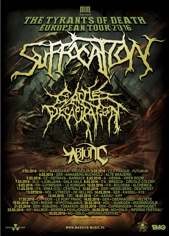 Suffocation  to tour Europe in March!