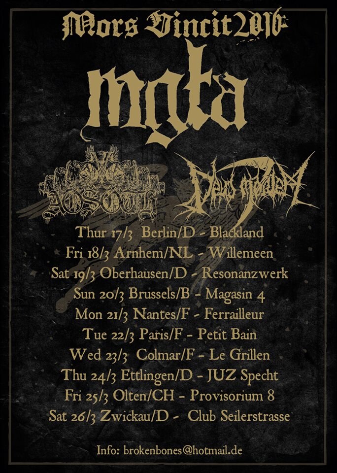 Aosoth announce tour with MGŁA