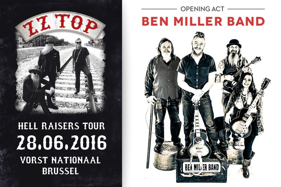 The Ben Miller Band als openings act voor ZZ TOP op 28 juni in Vorst Nationaal