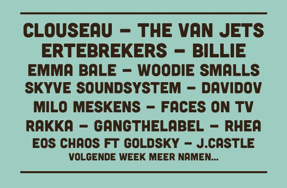 Rhea, Davidov, Ertebrekers, Skyve Soundsystem & Billie komen naar Zeverrock