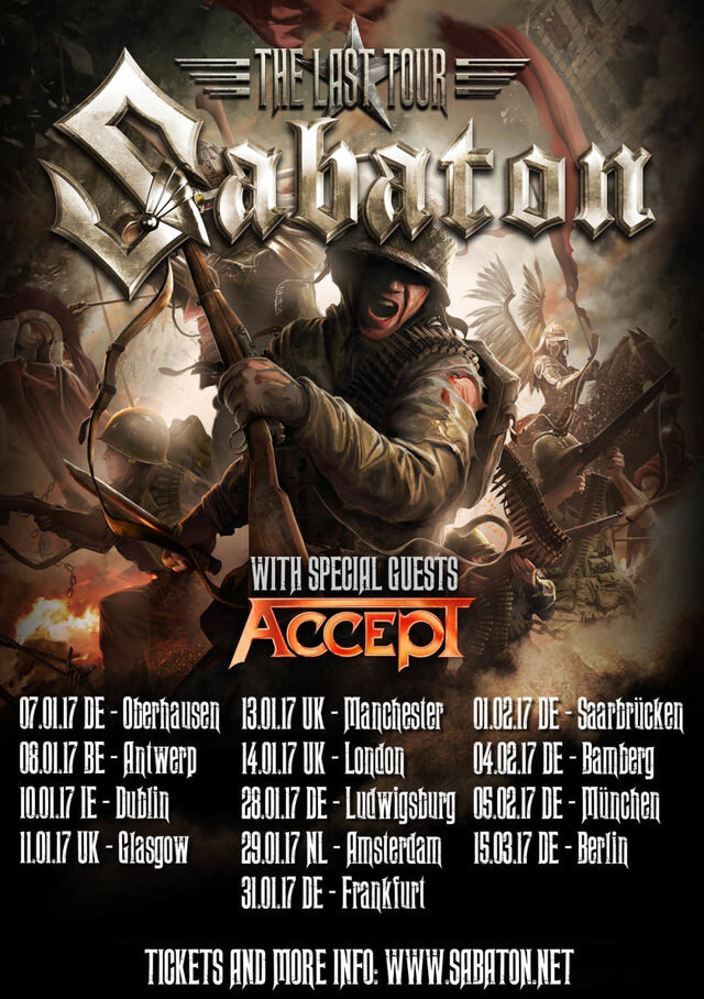 Sabaton op 29 januari 2017 in de Heineken Music Hall Amsterdam