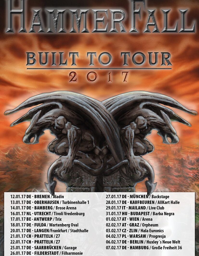 Hammerfall announce European tour dates for early 2017