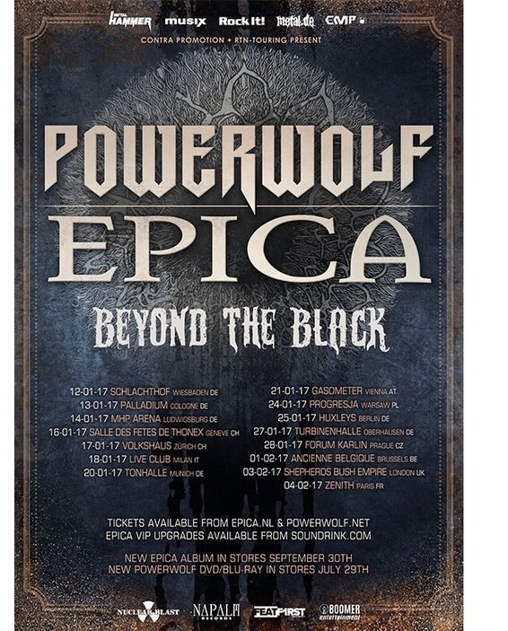 Beyond The Black to support Epica and Powerwolf on their EU tour
