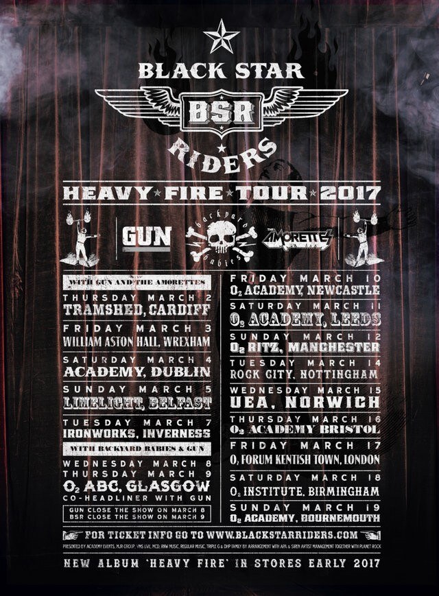 Black Star Riders announce new tour for 2017!