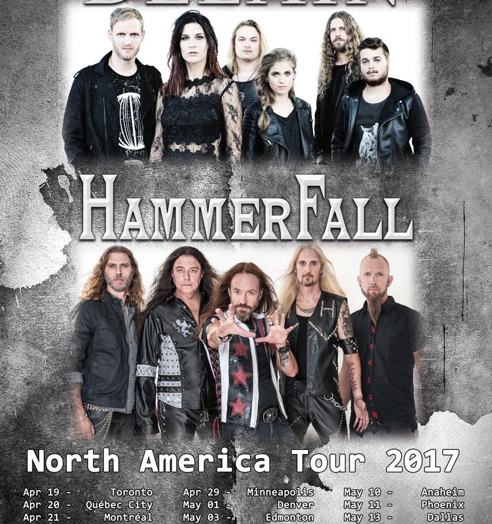 Hammerfall and Delain announce 2017 Co-Headlining North American Tour!