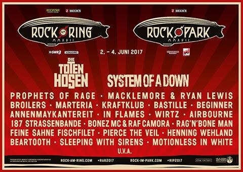 Rock Am Ring 2017 kondigt, met o.a. System Of A Down, eerste headliners aan!