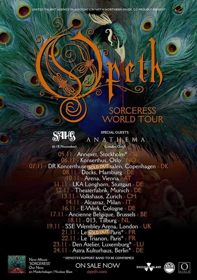 Opeth announce European support act; tour starts next week!