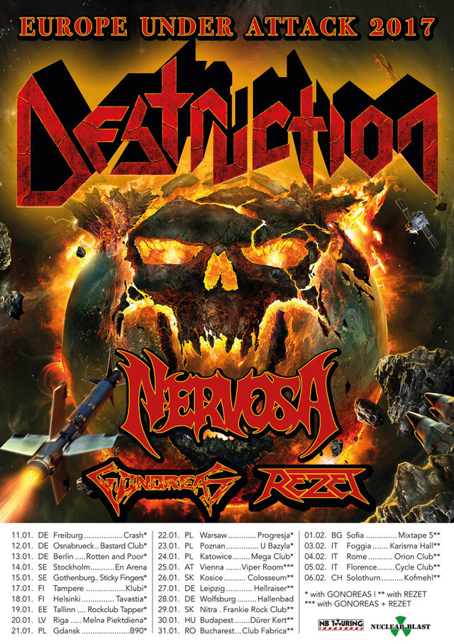 Destruction announce support acts for "Europe Under Attack 2017"!