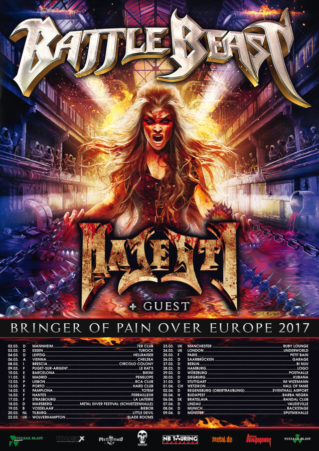 Battle Beast announce European headline tour with MAJESTY in March/April 2017!