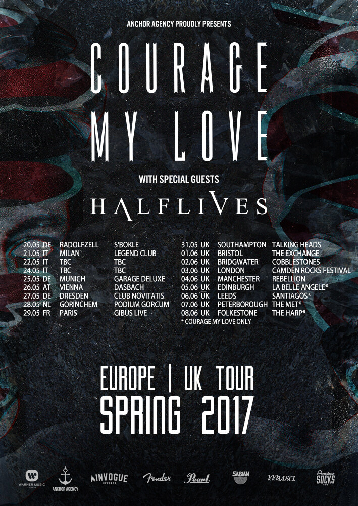 Courage My Love and italian alternative quintet Halflives on tour in Europe and UK this spring