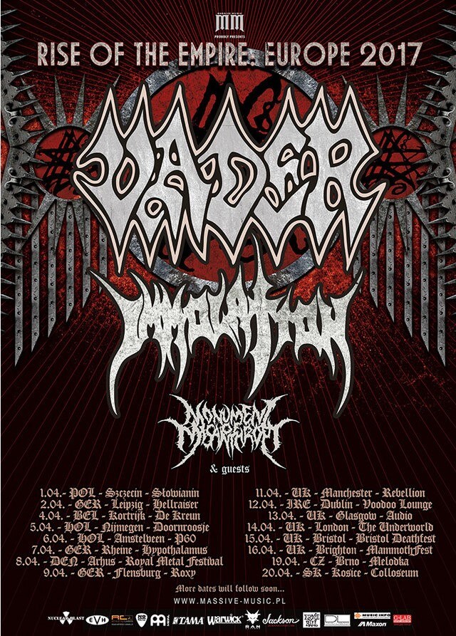 Vader + Immolation announce co-headlining shows in April!