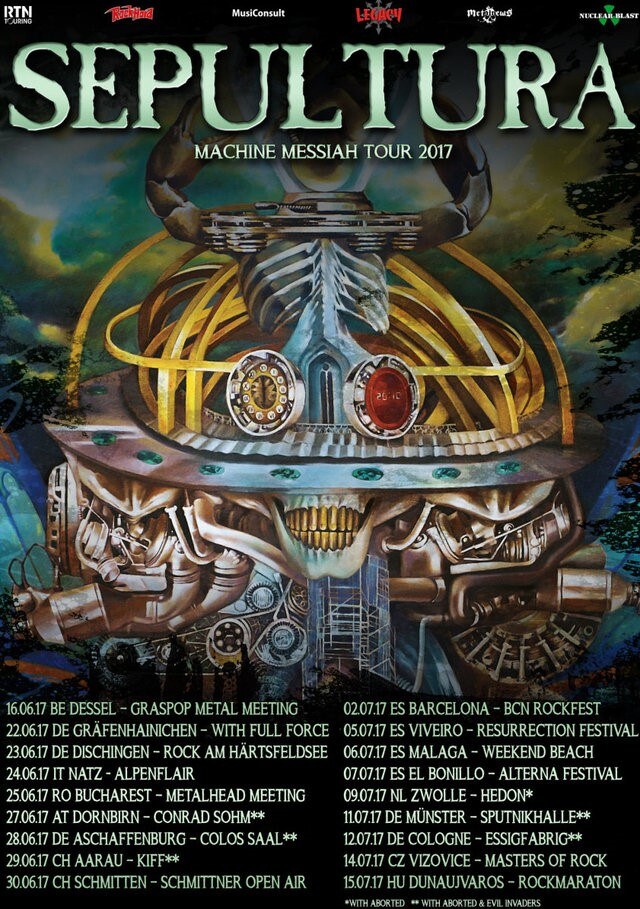 Sepultura announces Summer Tour 2017 