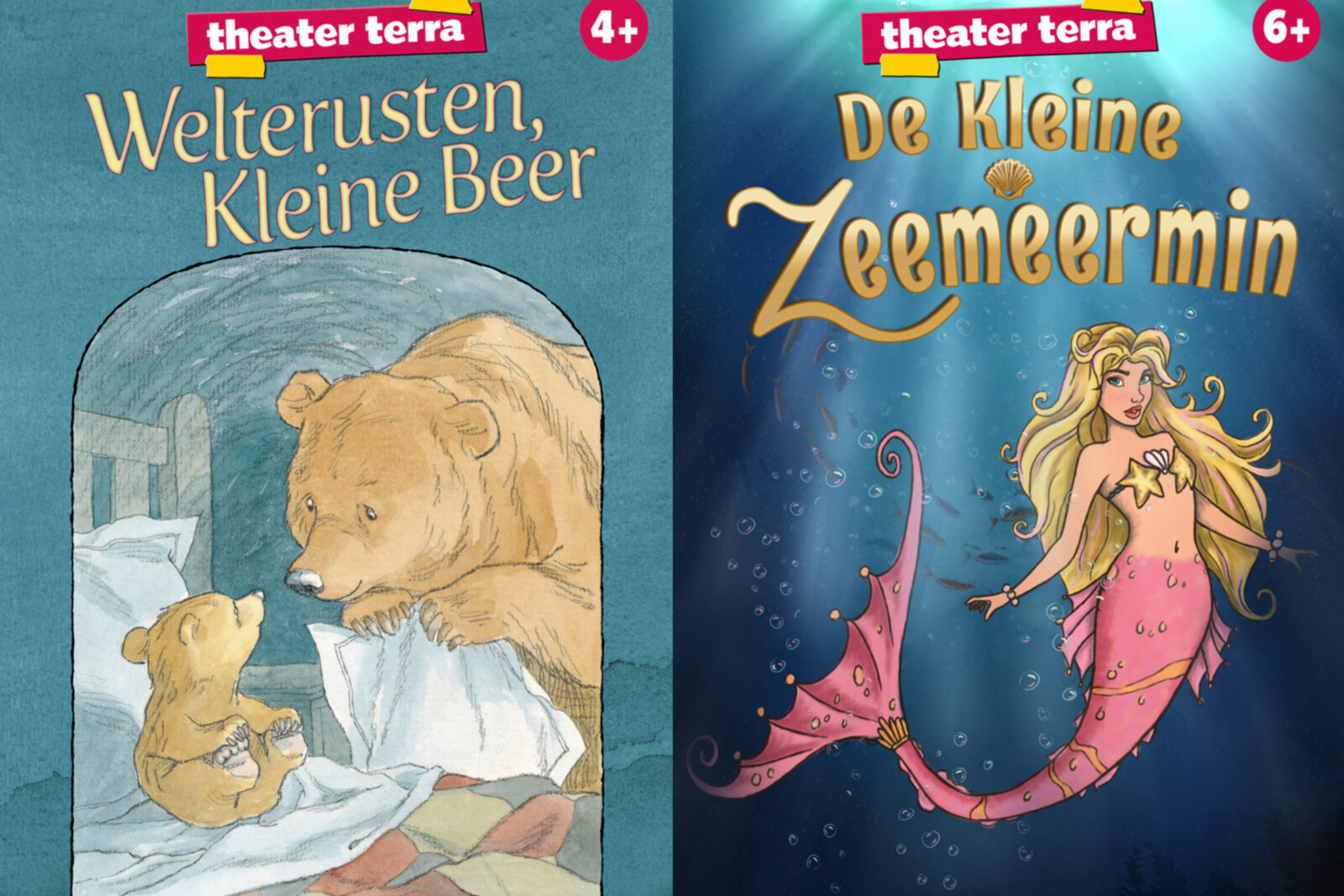 Welterusten, Kleine Beer en De Kleine Zeemeermin van Theater Terra komend seizoen te zien in de Nederlandse en Vlaamse theaters