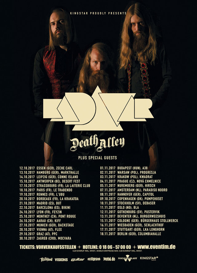 Kadavar announce European headline tour with Death Alley!