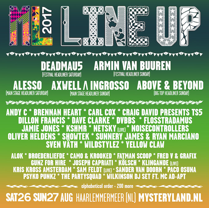 Mysteryland 2017 Lineup - Armin van Buuren, Carl Cox, Craig David, Deadmau5,  Kölsch, Nastia, Sven Väth and more