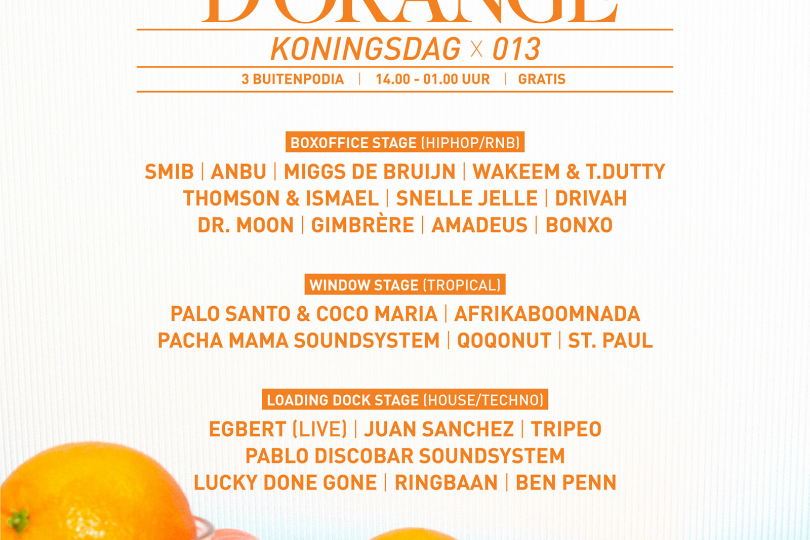 Meer verse acts op Koningsfestival Jus d’Orange