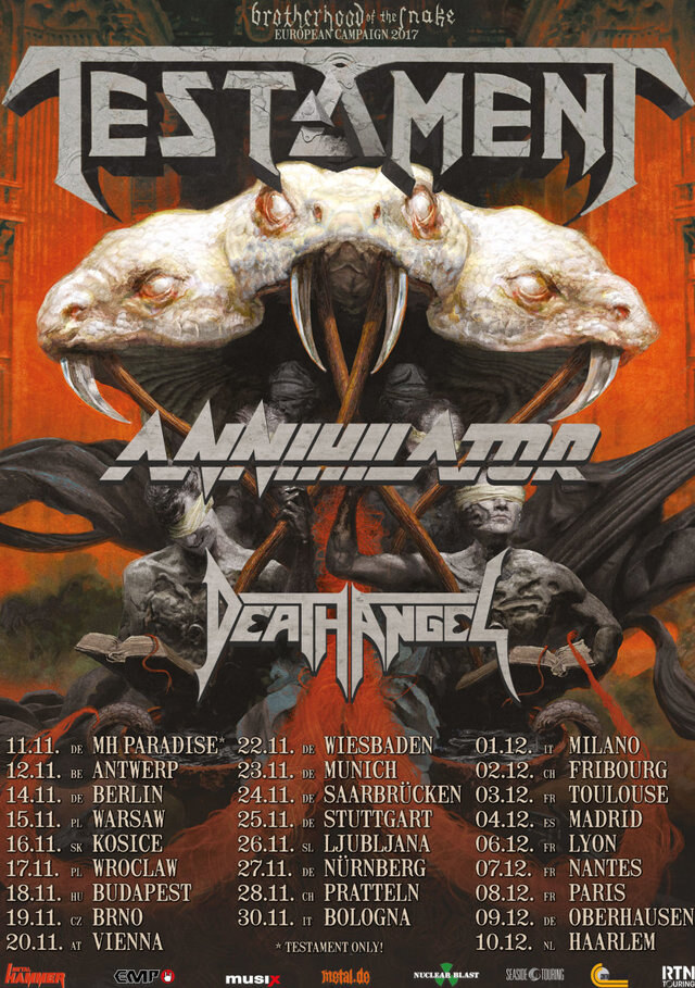 Testament announce European tour